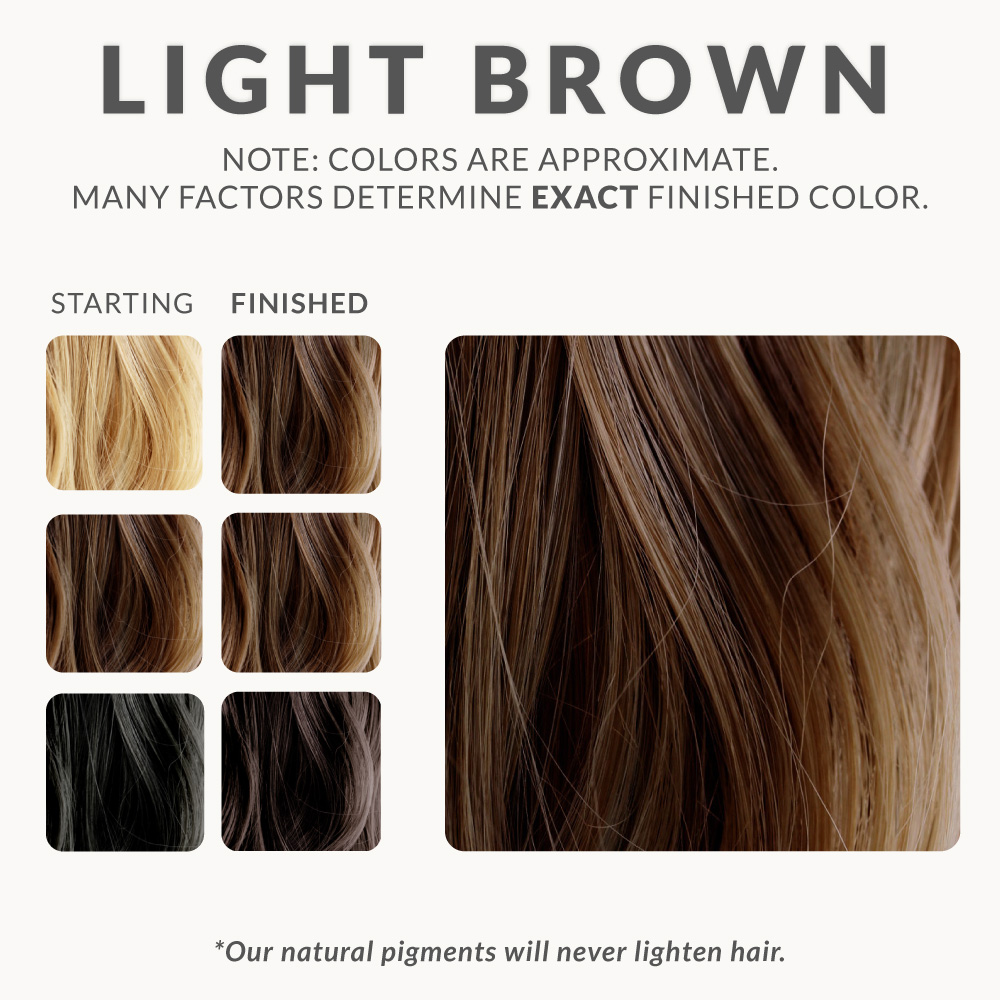 LIGHT BROWN - 100% Natural Hair Color - For Warm Light to Medium Brown Hair